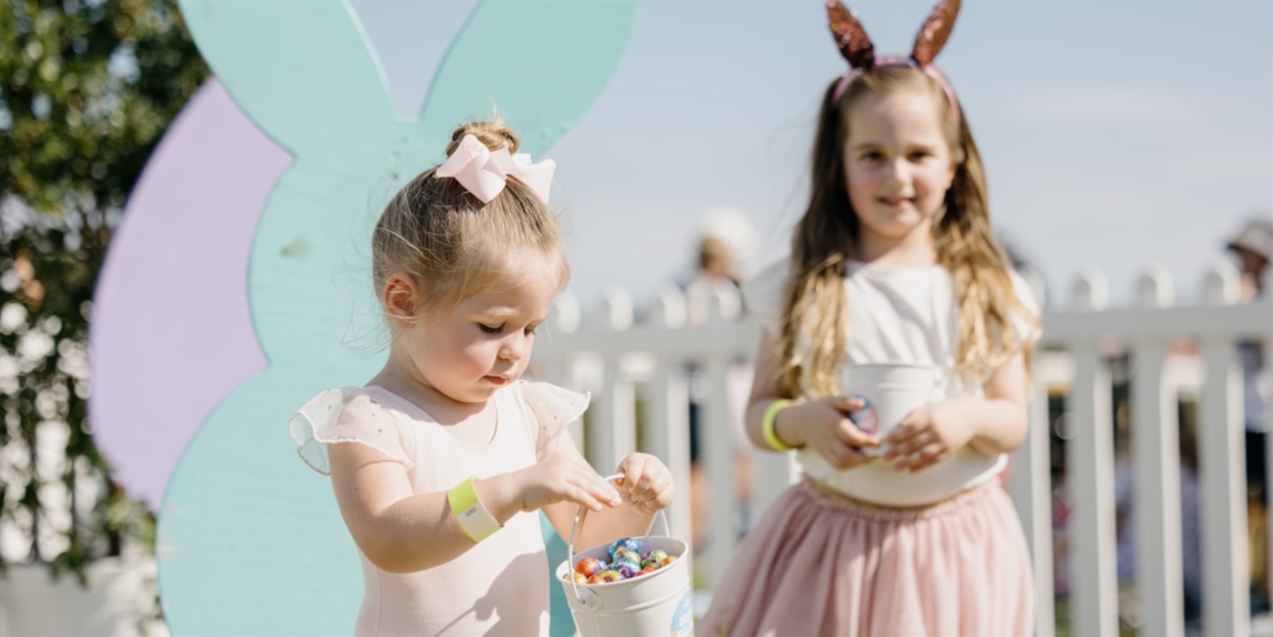 girls at Easter Egg Hunt at Mornington Racecourse